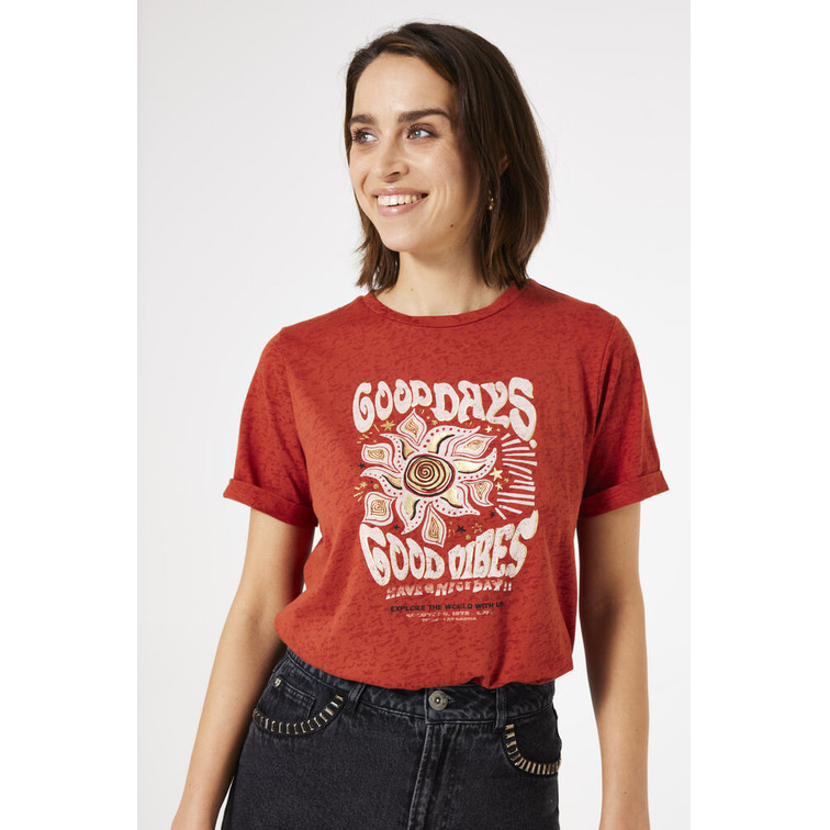 CAMISETA ESTAMPADA MUJER GARCIA JEANS EFECTO DESGASTADO