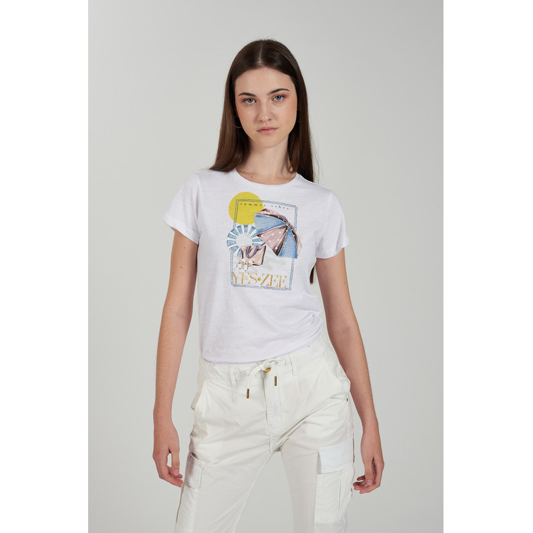 MUJER T-SHIRT DONNA GIROCOLLO, M/C 0101