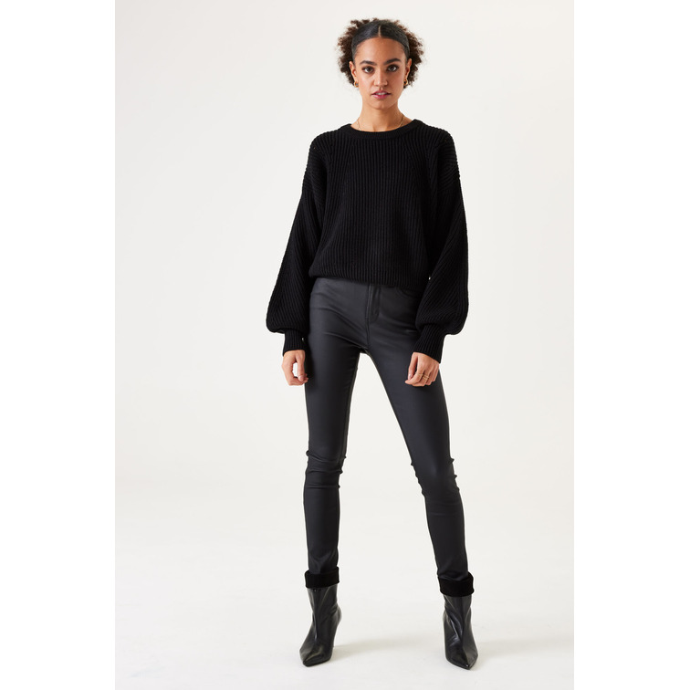 JERSEY MUJER GARCIA JEANS ACANALADO CON AJOUR NEGRO