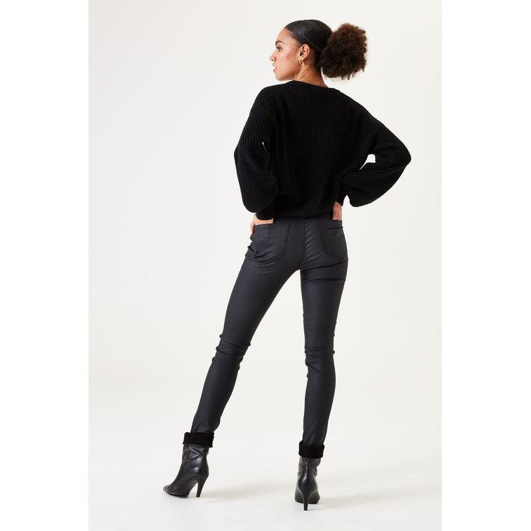 JERSEY MUJER GARCIA JEANS ACANALADO CON AJOUR NEGRO