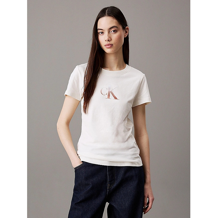 CAMISETA MUJER CALVIN KLEIN CON MONOGRAMA FIT SLIM